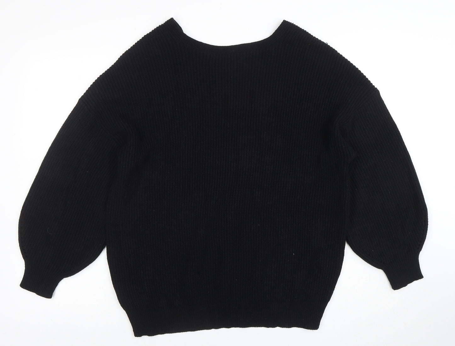 Next Women’s Black L Chunky Knit V-Neck Long Sleeve Jumper