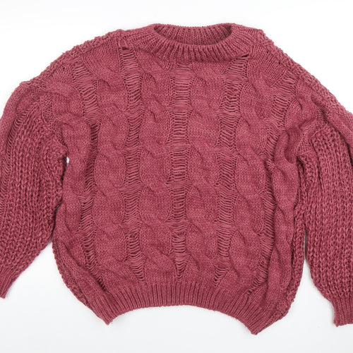 Dorothy Perkins Womens Purple Chunky Cable Knit Pullover Jumper M