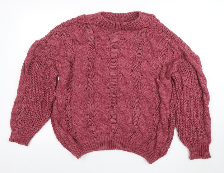 Dorothy Perkins Womens Purple Chunky Cable Knit Pullover Jumper M