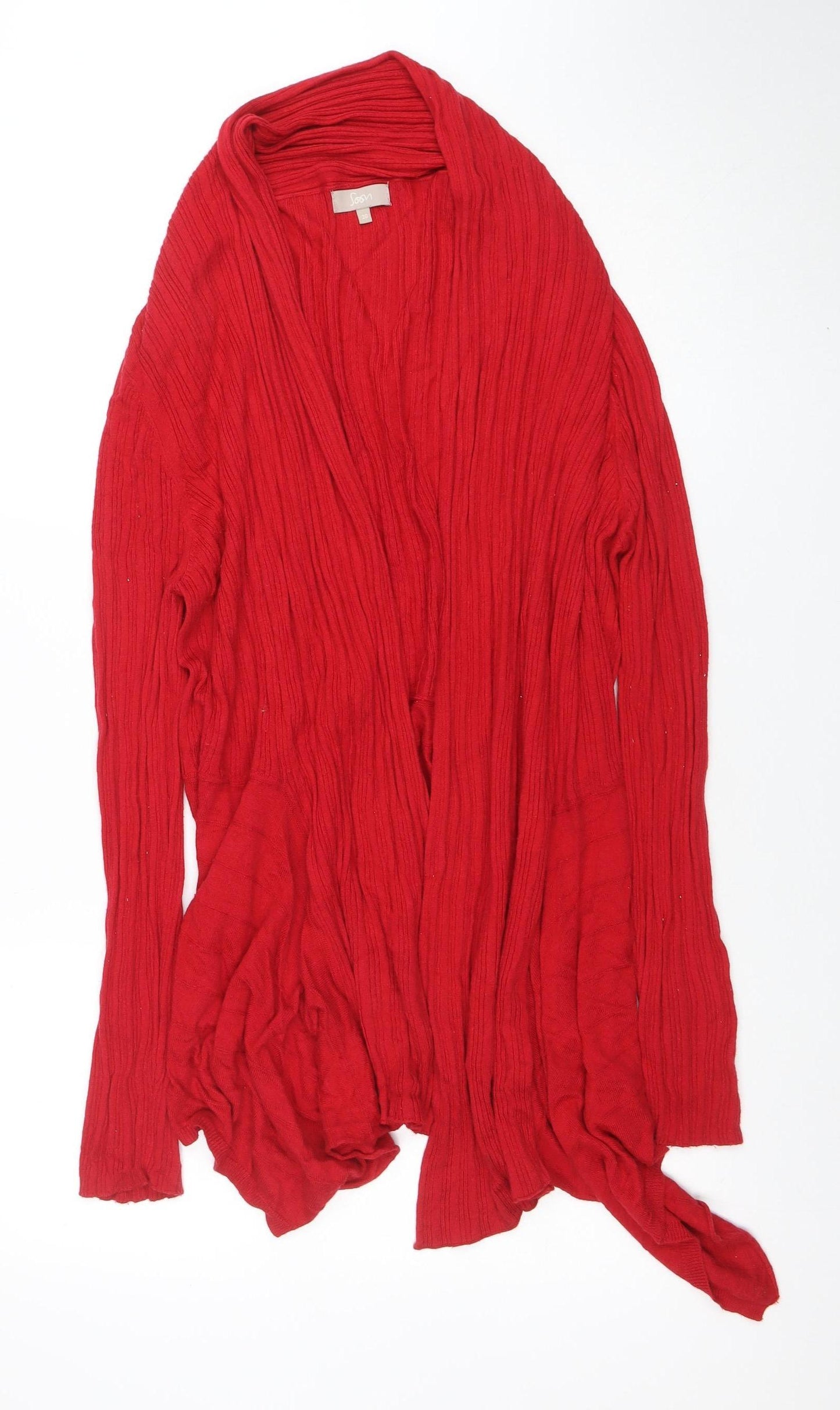 Soon Women Red Size 20 Open Knit Long Sleeve Cardigan