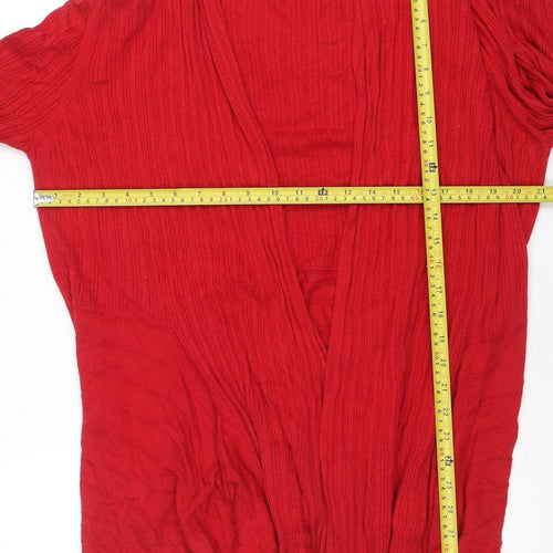 Soon Women Red Size 20 Open Knit Long Sleeve Cardigan
