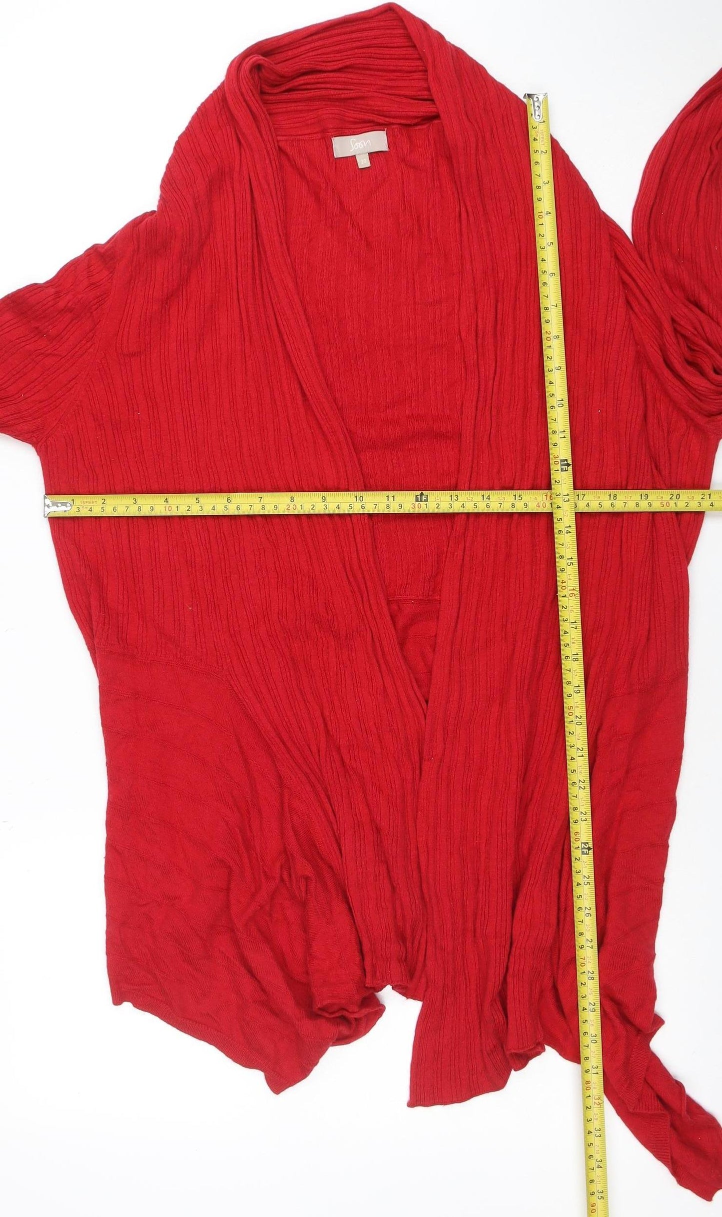 Soon Women Red Size 20 Open Knit Long Sleeve Cardigan