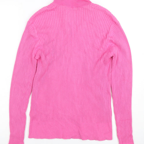 Marks and Spencer Women’s Pink Collared Ribbed Knit Jumper Size 16