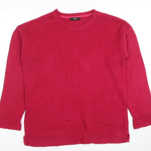 Marks and Spencer Women’s Red Cotton Crew Neck Long Sleeve Jumper Size 12