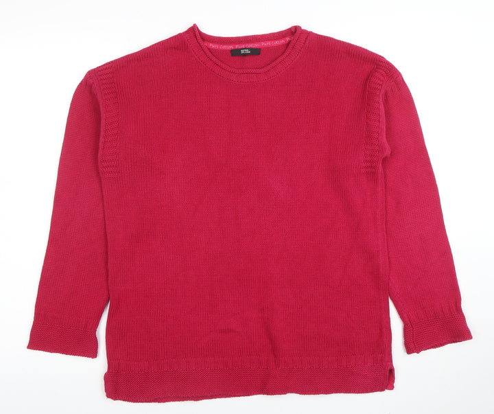 Marks and Spencer Women’s Red Cotton Crew Neck Long Sleeve Jumper Size 12