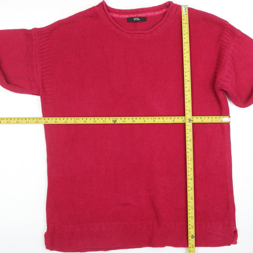Marks and Spencer Women’s Red Cotton Crew Neck Long Sleeve Jumper Size 12