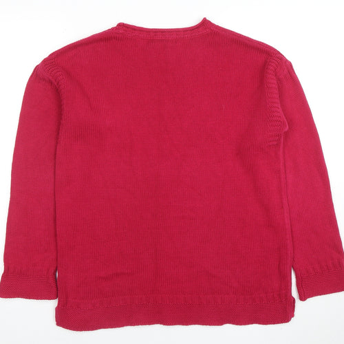 Marks and Spencer Women’s Red Cotton Crew Neck Long Sleeve Jumper Size 12