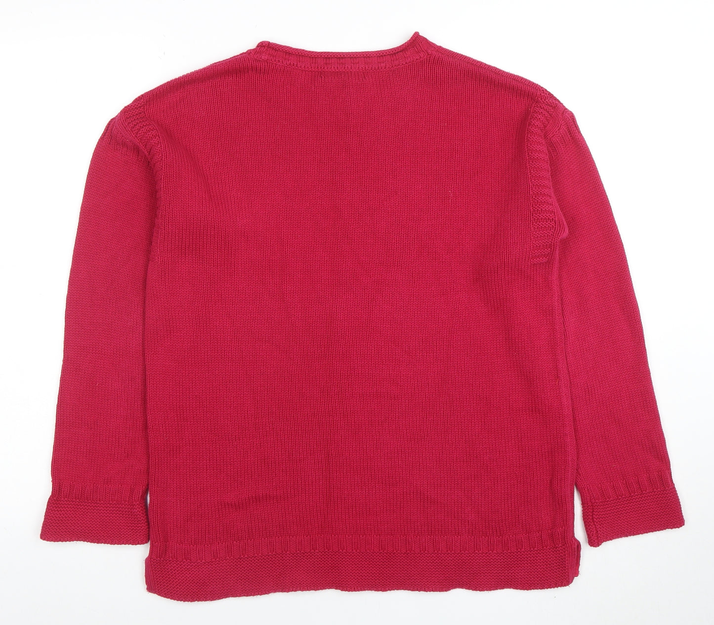 Marks and Spencer Women’s Red Cotton Crew Neck Long Sleeve Jumper Size 12