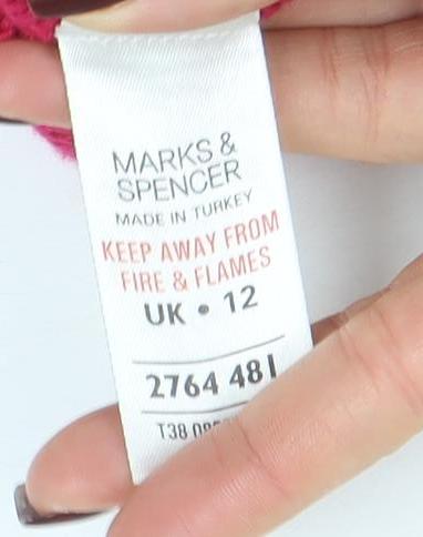 Marks and Spencer Women’s Red Cotton Crew Neck Long Sleeve Jumper Size 12