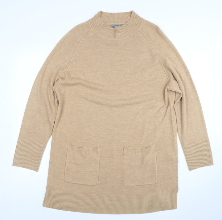 Principles Women’s Beige Mock Neck Long Sleeve Tunic Jumper Size 18