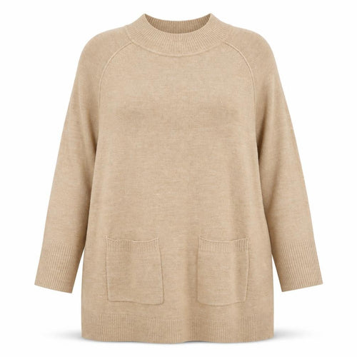 Principles Women’s Beige Mock Neck Long Sleeve Tunic Jumper Size 18