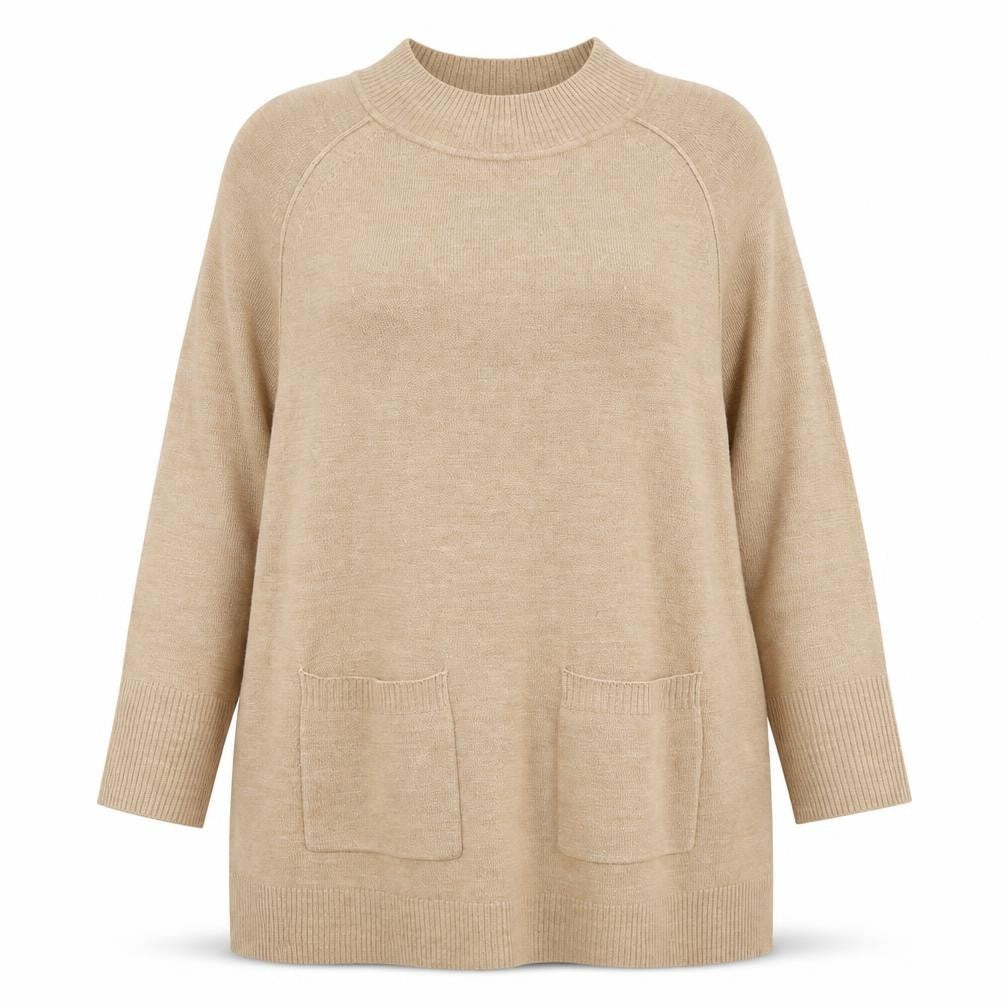 Principles Women’s Beige Mock Neck Long Sleeve Tunic Jumper Size 18