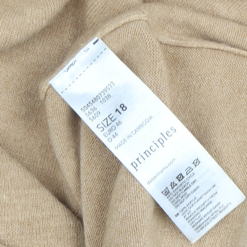 Principles Women’s Beige Mock Neck Long Sleeve Tunic Jumper Size 18