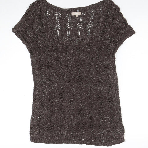 Soen Womens Brown Knit Short Sleeve Camisole Blouse Size 14