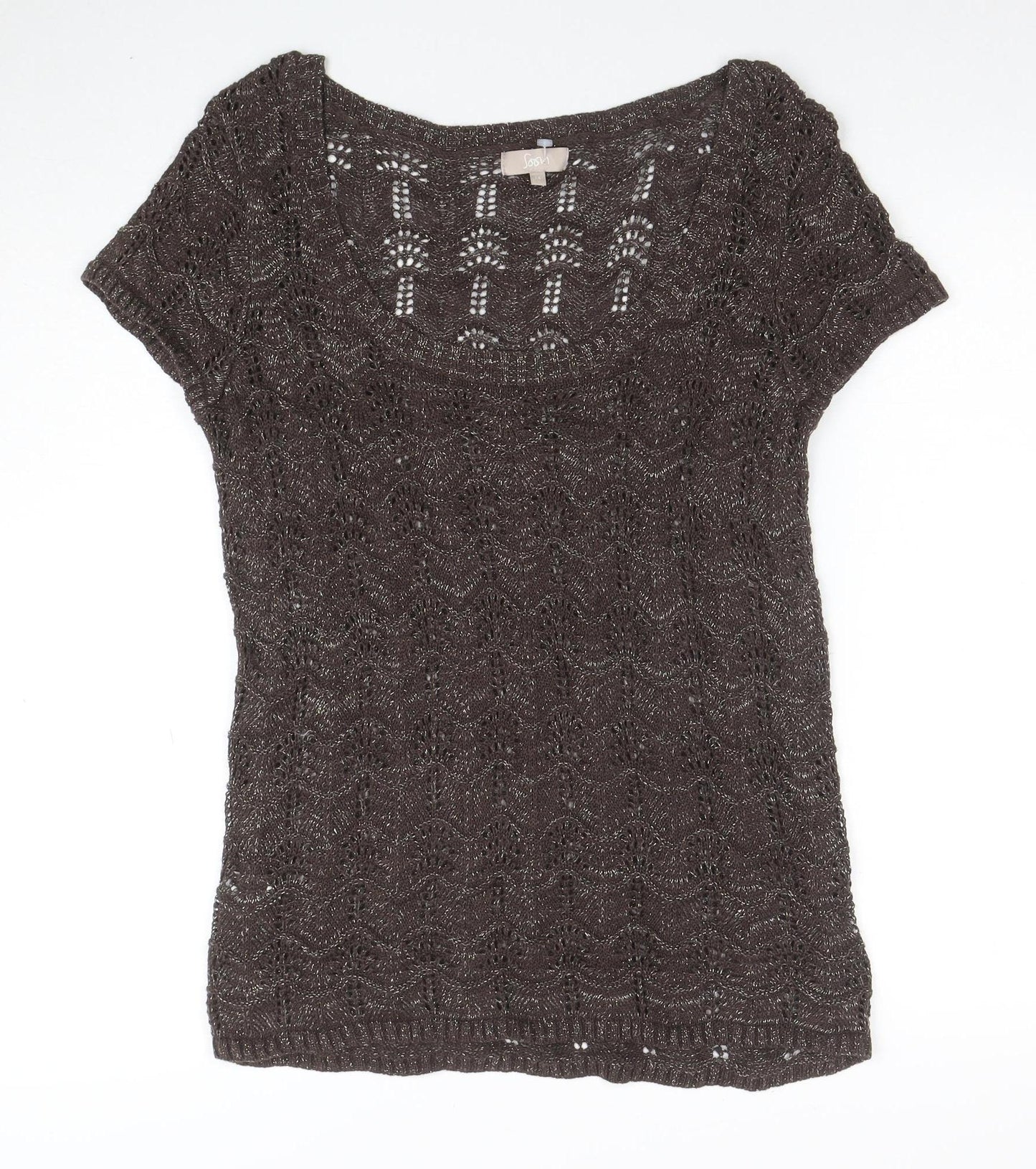 Soen Womens Brown Knit Short Sleeve Camisole Blouse Size 14