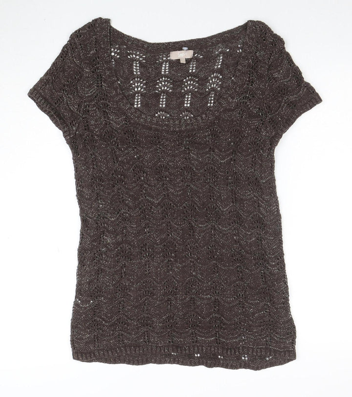 Soen Womens Brown Knit Short Sleeve Camisole Blouse Size 14