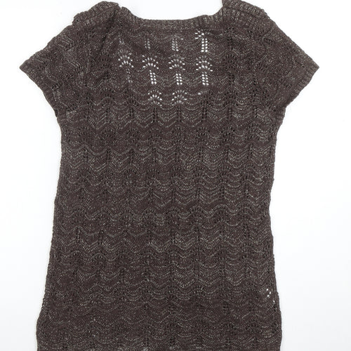 Soen Womens Brown Knit Short Sleeve Camisole Blouse Size 14