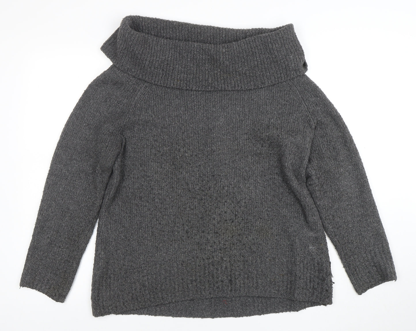 Orvis Women's Grey Cowl Neck Chunky Knit Jumper Size M