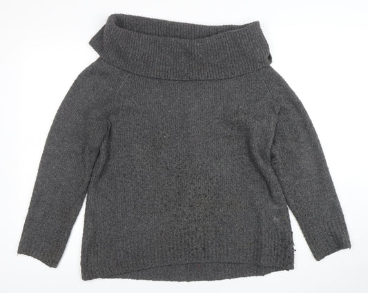 Orvis Women's Grey Cowl Neck Chunky Knit Jumper Size M