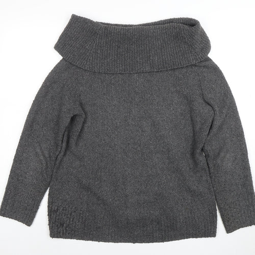 Orvis Women's Grey Cowl Neck Chunky Knit Jumper Size M
