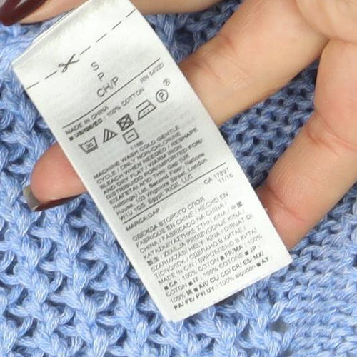 GAP Women’s Blue Open-Knit Cotton Jumper Size S