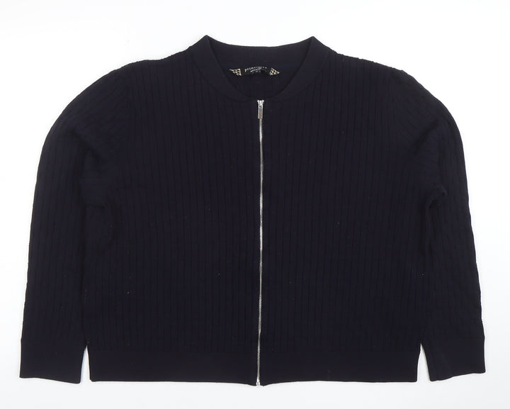 Principles by Ben de Lisi Women's Black Full Zip Cotton Blend Jumper Size 18