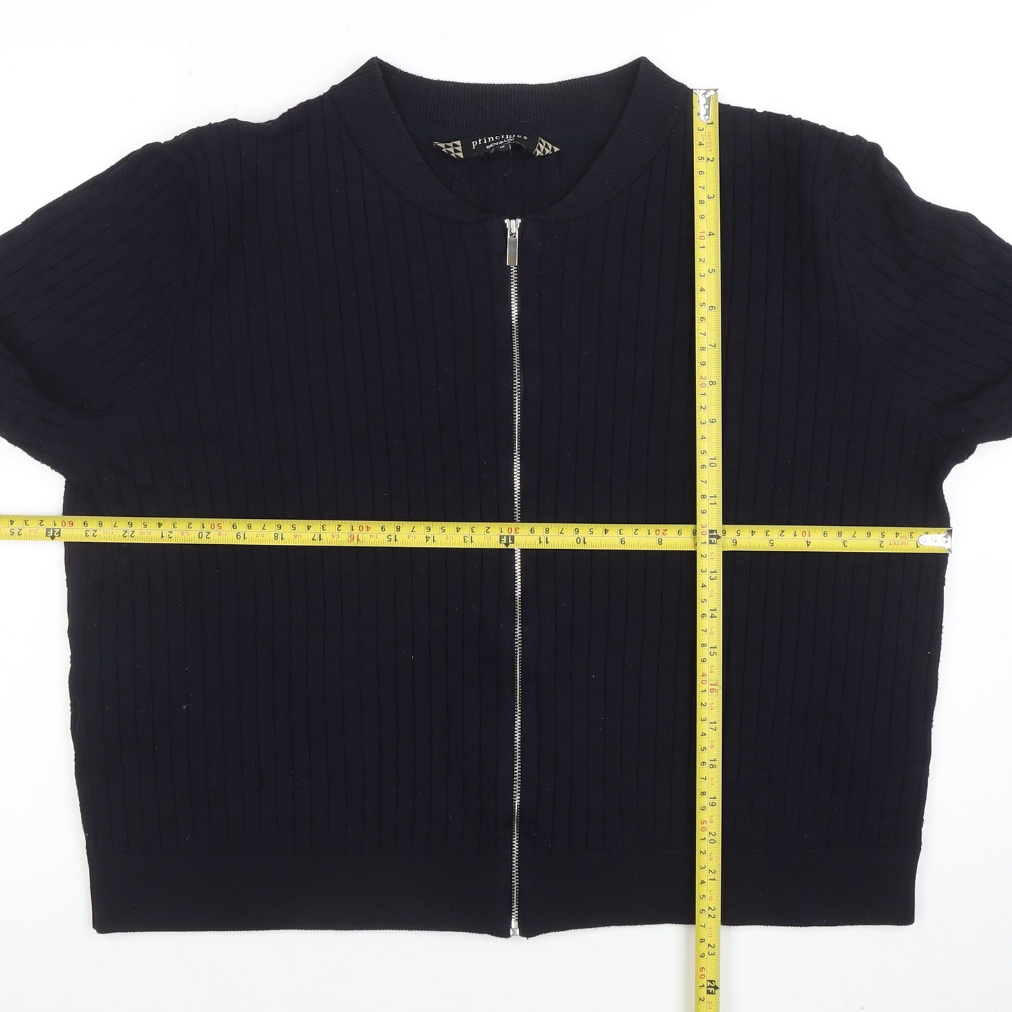 Principles by Ben de Lisi Women's Black Full Zip Cotton Blend Jumper Size 18