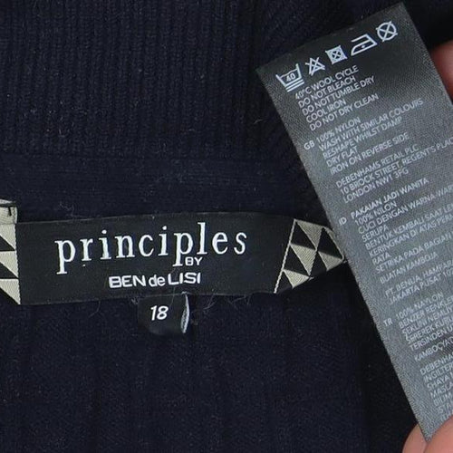Principles by Ben de Lisi Women's Black Full Zip Cotton Blend Jumper Size 18