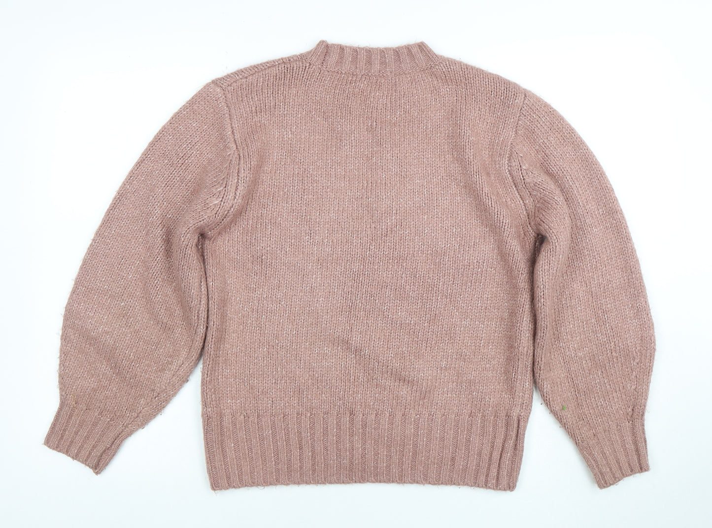 Tu Women Pink Crew Neck Chunky Knit Pullover Jumper Size S