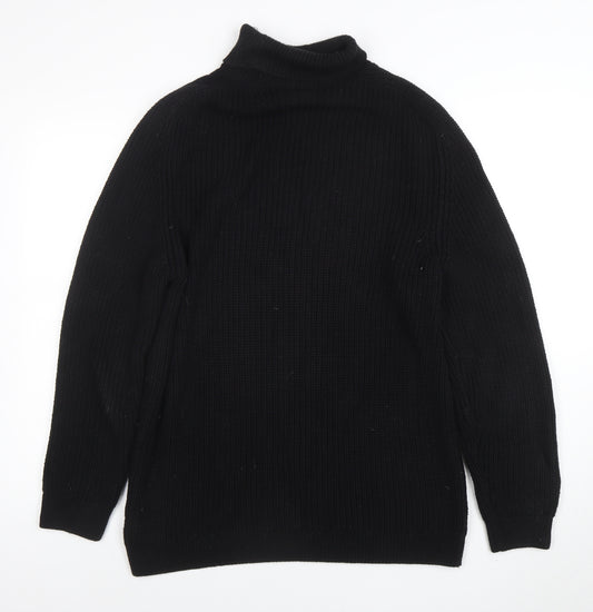 ZARA Women’s Black Wool Roll Neck Chunky Knit Jumper Size L