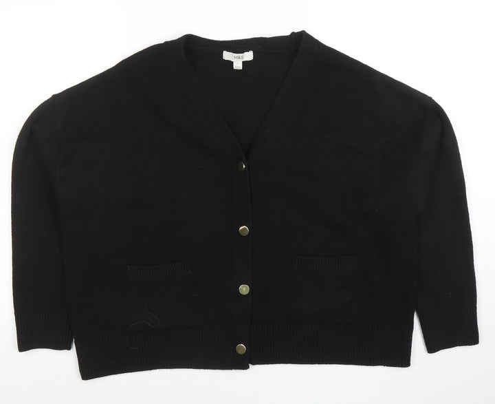 Marks and Spencer Women’s Black L V-Neck Buttoned Cardigan