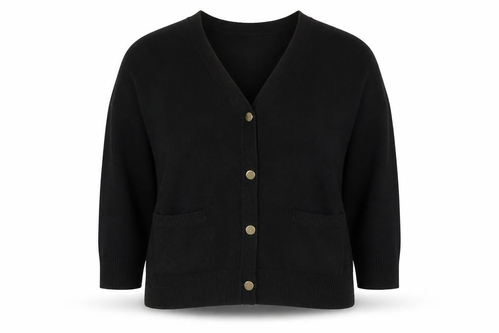 Marks and Spencer Women’s Black L V-Neck Buttoned Cardigan
