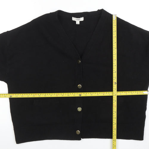 Marks and Spencer Women’s Black L V-Neck Buttoned Cardigan
