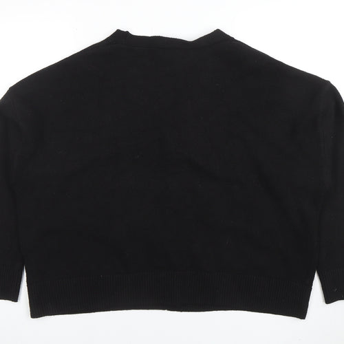 Marks and Spencer Women’s Black L V-Neck Buttoned Cardigan