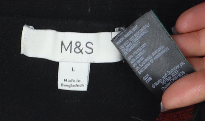 Marks and Spencer Women’s Black L V-Neck Buttoned Cardigan