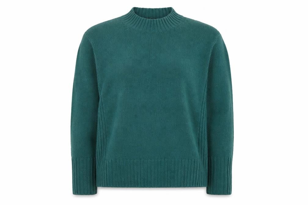 Front view of Monki Women Green Wool Blend High Neck Long Sleeve jumper M