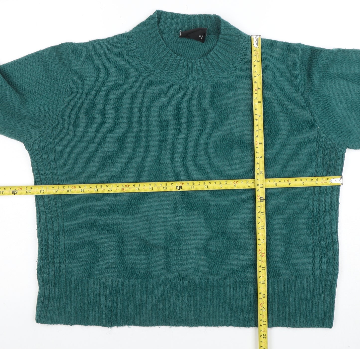 Monki Women Green Wool Blend High Neck Long Sleeve Pullover Jumper M