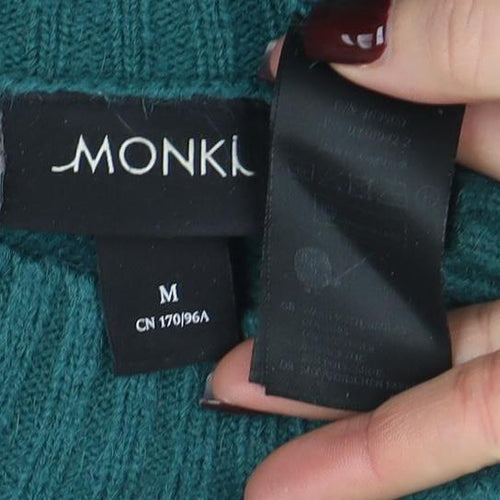 Monki Women Green Wool Blend High Neck Long Sleeve Pullover Jumper M