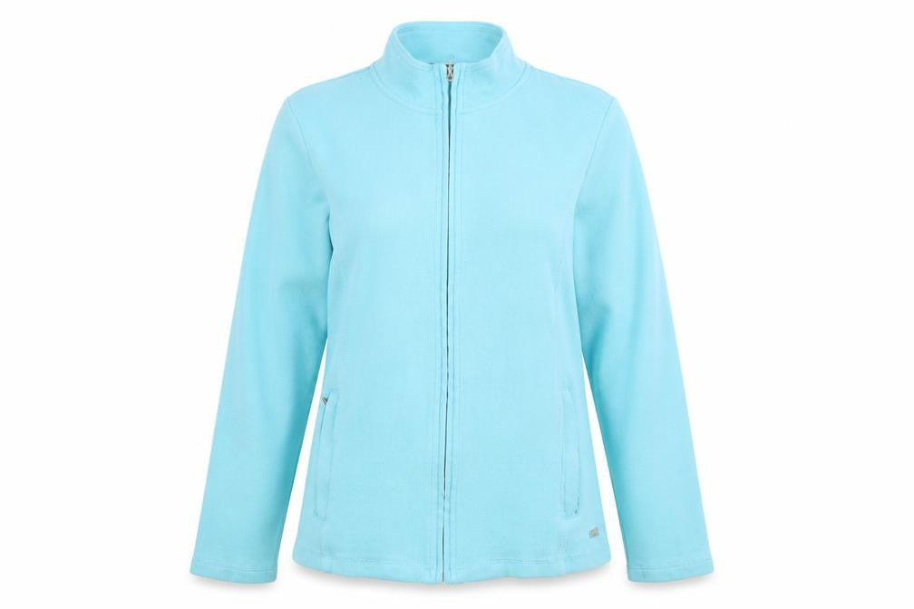 Front view of Dash Women's Blue Full Zip Hoodie Cotton Blend UK 10