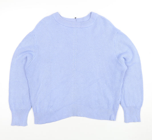 Marks and Spencer Women’s Blue Cotton Knit Crew Neck Jumper M