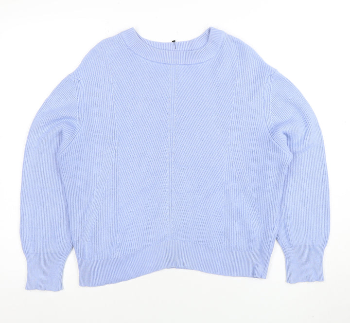 Marks and Spencer Women’s Blue Cotton Knit Crew Neck Jumper M