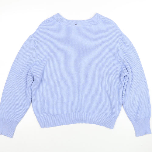 Marks and Spencer Women’s Blue Cotton Knit Crew Neck Jumper M