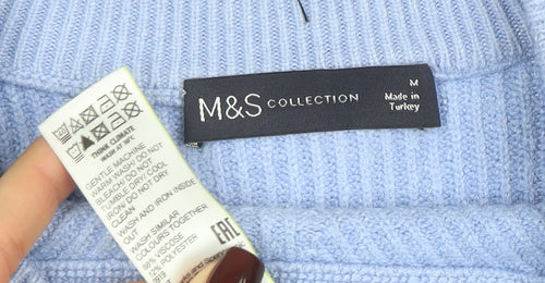 Marks and Spencer Women’s Blue Cotton Knit Crew Neck Jumper M