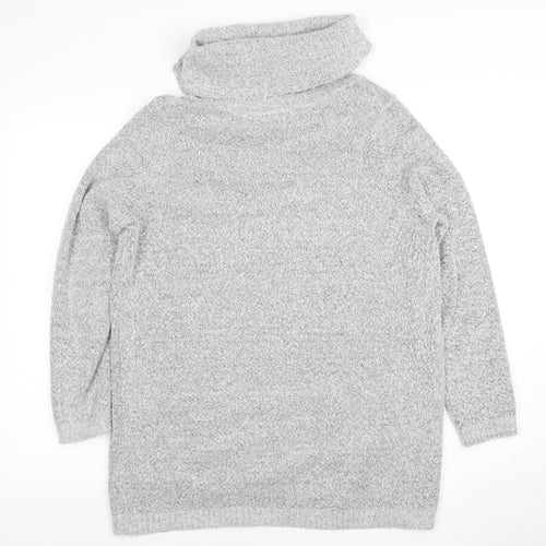 M&Co Petite Women Grey Roll Neck Knit Jumper Size 16
