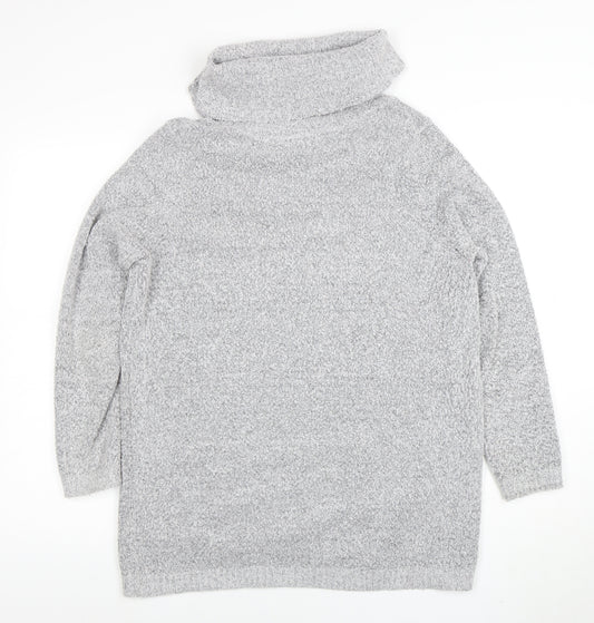 M&Co Petite Women Grey Roll Neck Knit Jumper Size 16