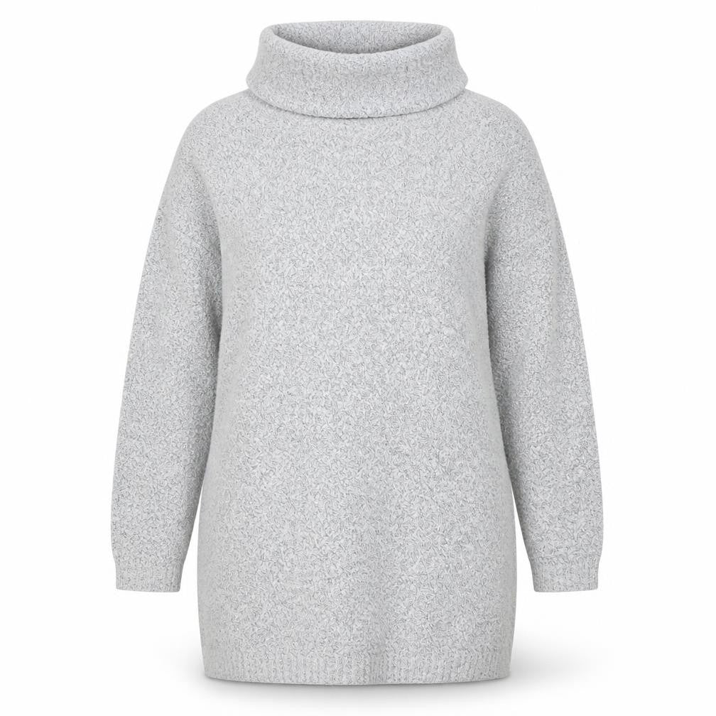 Front view of M&Co Petite Women Grey Roll Neck Knit Jumper, size 16