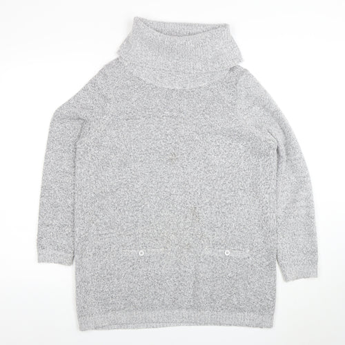 M&Co Petite Women Grey Roll Neck Knit Jumper Size 16