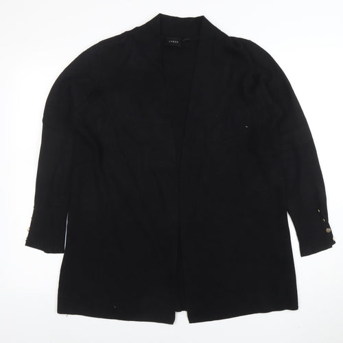 Cyrus Womens Black L Lightweight Open Knit Long Sleeve Cardigan