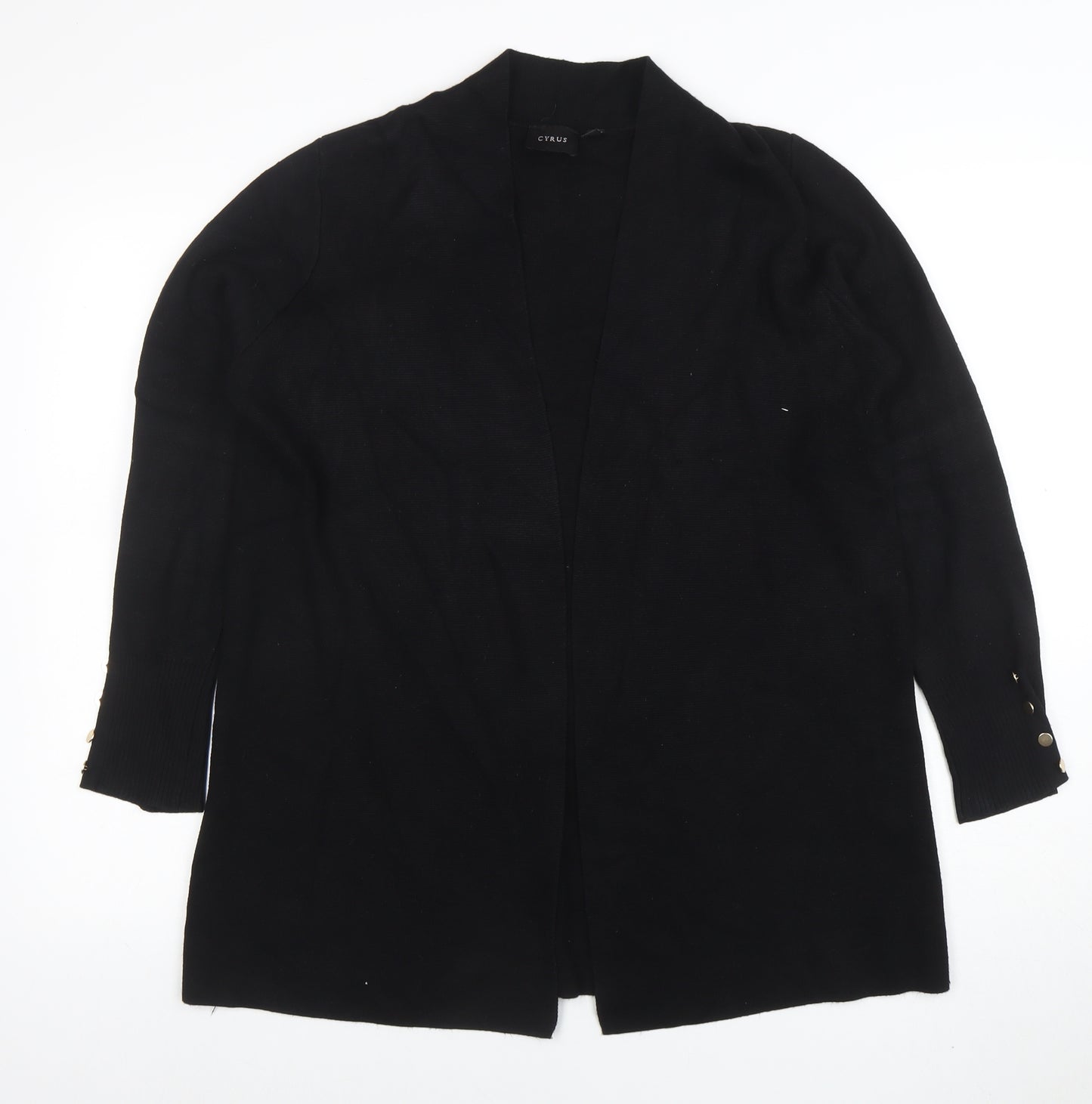Cyrus Womens Black L Lightweight Open Knit Long Sleeve Cardigan