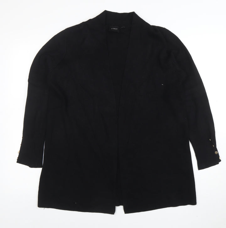 Cyrus Womens Black L Lightweight Open Knit Long Sleeve Cardigan